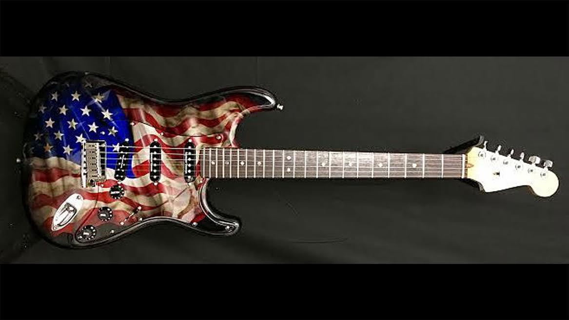 Roman custom USAF graphic paint job on Fender Stratocaster